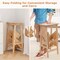 Costway 3 Tier Folding Step Stool 3-in-1 Rubber Wood Ladder Storage Shelf Coffee/Brown/Natural/White